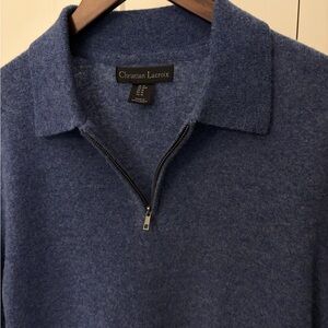 Christian Lacroix Cashmere & Wool blend - Men's Zip-up Blue Sweater